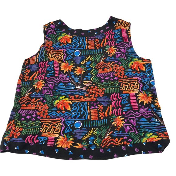 Vintage Units Tropical Print Tank & Matching Wrap Skirt Set Large 100% Rayon - Picture 5 of 13